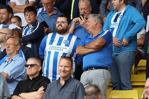 Brighton and Hove Albion Fans in Action at Watford Away Game, Premier League 2018 (11AUG18)