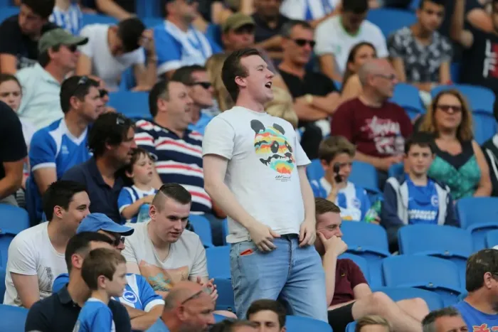 Framed Print : Brighton and Hove Albion Fans Celebrate at American Express Community Stadium During Pre-season Match Against Sevilla FC (2015)
