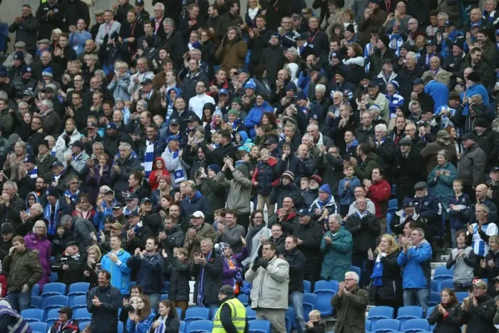 Framed Print : Brighton and Hove Albion Fans Celebrate Championship Victory over Wigan Athletic (Blackburn Rovers 08NOV14) Framed Print : Brighton and Hove Albion Fans Celebrate Championship Victory over Wigan Athletic (Blackburn Rovers 08NOV14)