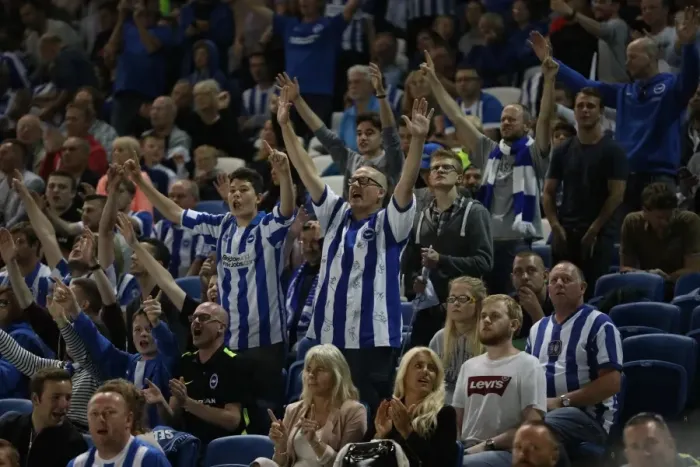 Framed Print : Brighton and Hove Albion Fans Celebrate EFL Sky Bet Championship Victory over Nottingham Forest (12th August 2016) Framed Print : Brighton and Hove Albion Fans Celebrate EFL Sky Bet Championship Victory over Nottingham Forest (12th August 2016)