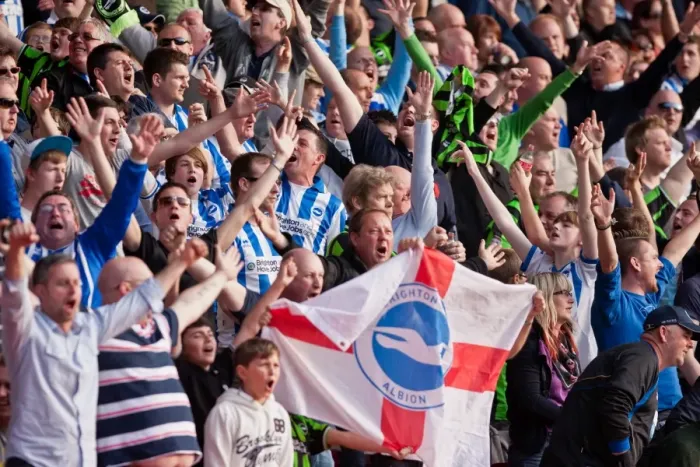Framed Print : Brighton & Hove Albion Fans Celebrate Goal Against Nottingham Forest, Championship 2012 Framed Print : Brighton & Hove Albion Fans Celebrate Goal Against Nottingham Forest, Championship 2012