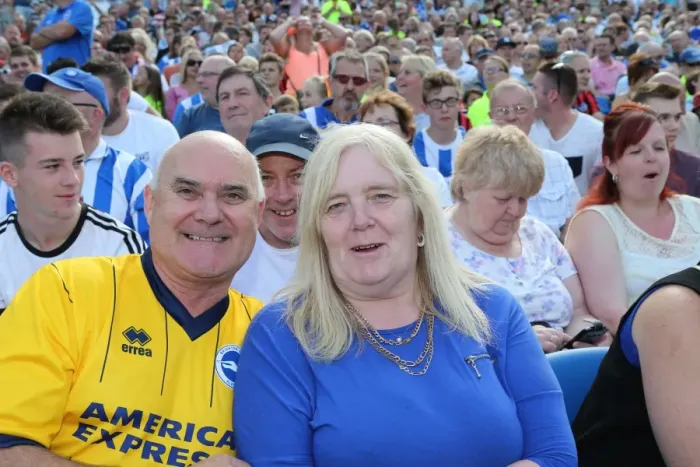 Framed Print : Brighton and Hove Albion Fans Cheer on Their Team against Sevilla FC at the American Express Community Stadium (02.08.2015) Framed Print : Brighton and Hove Albion Fans Cheer on Their Team against Sevilla FC at the American Express Community Stadium (02.08.2015)