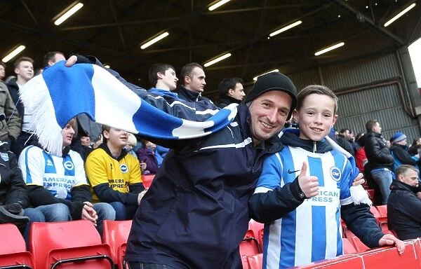 Brighton and Hove Albion Fans in Full Force: A Sea of Colors at The Valley during the Charlton Athletic Championship Match (10 January 2015)