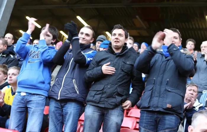 Framed Print : Brighton and Hove Albion Fans in Full Force: A Sea of Colors at The Valley during the Charlton Athletic Championship Match (10 January 2015) Framed Print : Brighton and Hove Albion Fans in Full Force: A Sea of Colors at The Valley during the Charlton Athletic Championship Match (10 January 2015)