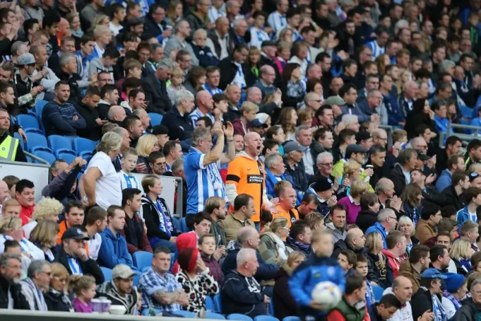 Framed Print : Brighton and Hove Albion Fans in Full Force at American Express Community Stadium During SkyBet Championship Match vs. Rotherham United (25th October 2014) Framed Print : Brighton and Hove Albion Fans in Full Force at American Express Community Stadium During SkyBet Championship Match vs. Rotherham United (25th October 2014)