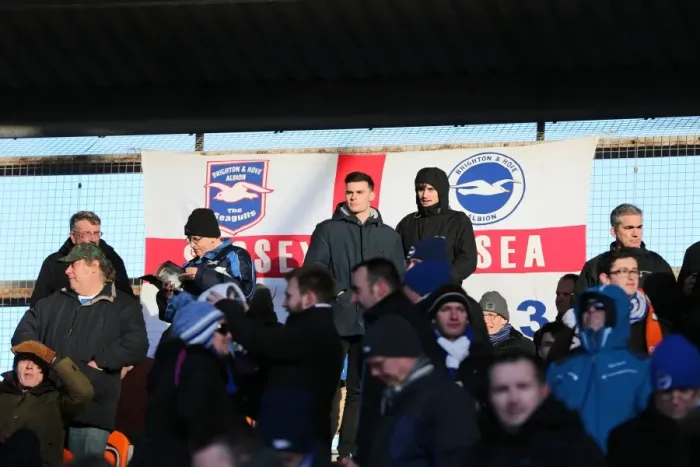 Framed Print : Brighton and Hove Albion Fans in Full Force at Blackpool's Bloomfield Road (31Jan15) Framed Print : Brighton and Hove Albion Fans in Full Force at Blackpool's Bloomfield Road (31Jan15)