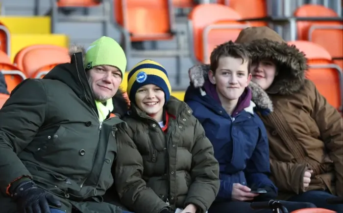 Framed Print : Brighton and Hove Albion Fans in Full Force at Bloomfield Road (31Jan15) Framed Print : Brighton and Hove Albion Fans in Full Force at Bloomfield Road (31Jan15)