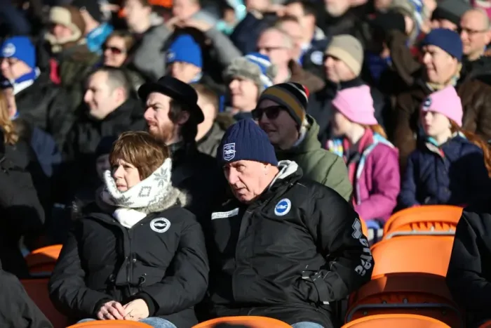 Framed Print : Brighton and Hove Albion Fans in Full Force at Bloomfield Road during the Sky Bet Championship Match vs Blackpool (31st January 2015) Framed Print : Brighton and Hove Albion Fans in Full Force at Bloomfield Road during the Sky Bet Championship Match vs Blackpool (31st January 2015)