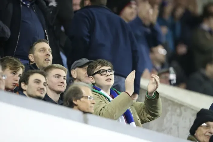 Framed Print : Brighton and Hove Albion Fans in Full Force at Millwall Championship Match, 17th March 2015 Framed Print : Brighton and Hove Albion Fans in Full Force at Millwall Championship Match, 17th March 2015