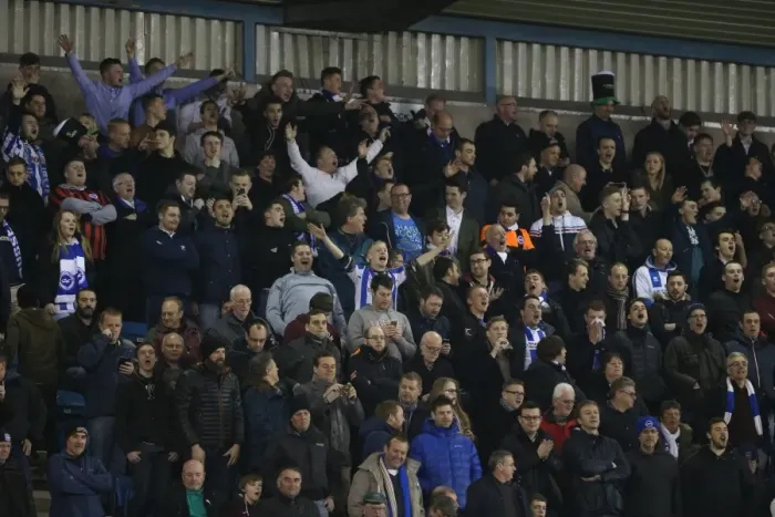 Framed Print : Brighton and Hove Albion Fans in Full Force at Millwall Championship Match, 17th March 2015 Framed Print : Brighton and Hove Albion Fans in Full Force at Millwall Championship Match, 17th March 2015