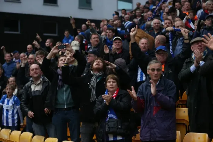 Framed Print : Brighton and Hove Albion Fans in Full Force at Norwich City's Carrow Road (22NOV14) Framed Print : Brighton and Hove Albion Fans in Full Force at Norwich City's Carrow Road (22NOV14)