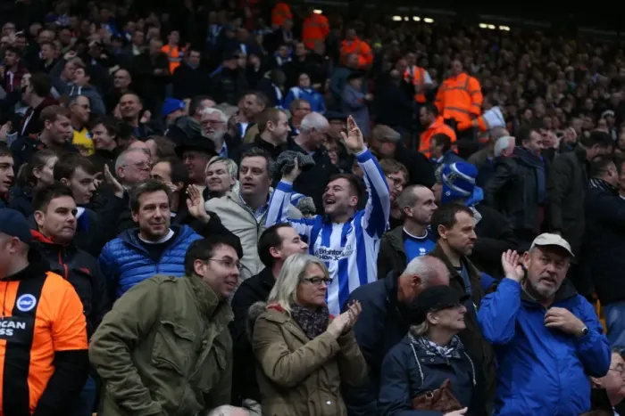 Framed Print : Brighton and Hove Albion Fans in Full Force at Norwich City's Carrow Road (22NOV14) Framed Print : Brighton and Hove Albion Fans in Full Force at Norwich City's Carrow Road (22NOV14)