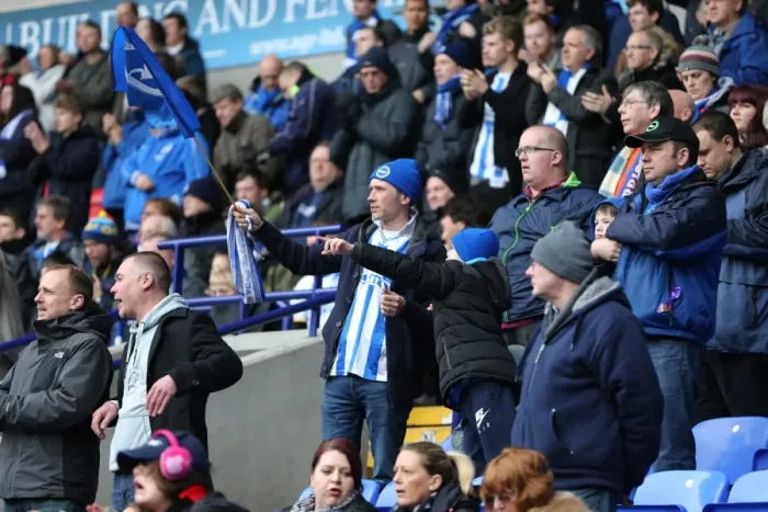 Framed Print : Brighton and Hove Albion Fans in Full Force: Sky Bet Championship Clash at Bolton Wanderers (28FEB15)