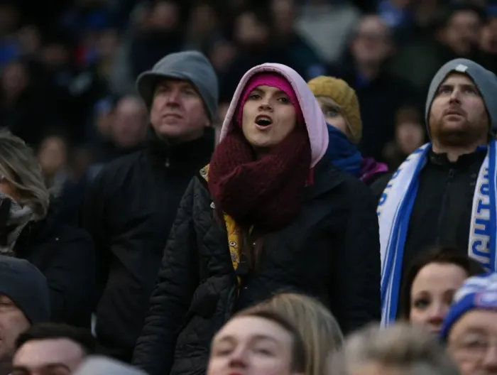 Framed Print : Brighton and Hove Albion Fans in Full Force: Sky Bet Championship Clash Against Nottingham Forest (07FEB15)
