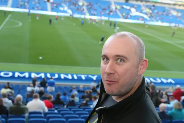 Framed Print : Brighton and Hove Albion Fans in Full Force: Sky Bet Championship Match vs. Huddersfield Town (14 April 2015)
