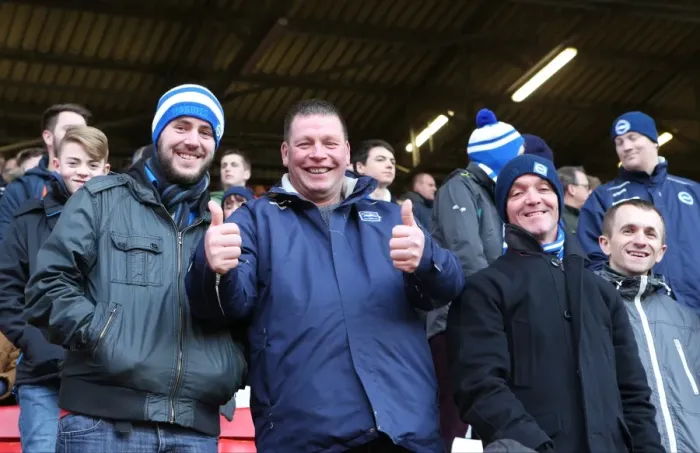 Framed Print : Brighton and Hove Albion Fans in Full Force: The Valley Showdown, 10 January 2015 Framed Print : Brighton and Hove Albion Fans in Full Force: The Valley Showdown, 10 January 2015
