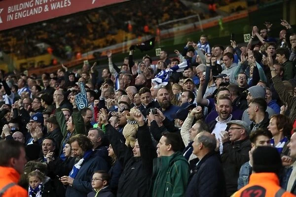 Brighton & Hove Albion Fans at Molineux Stadium: A Sea of Seagulls in the Championship Clash vs. Wolverhampton Wanderers (14th April 2017)