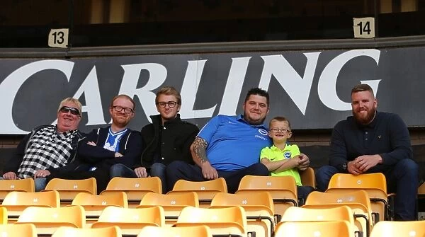 Brighton and Hove Albion Fans Passionate Display at Molineux Stadium during Sky Bet Championship Match vs. Wolverhampton Wanderers (September 2015)