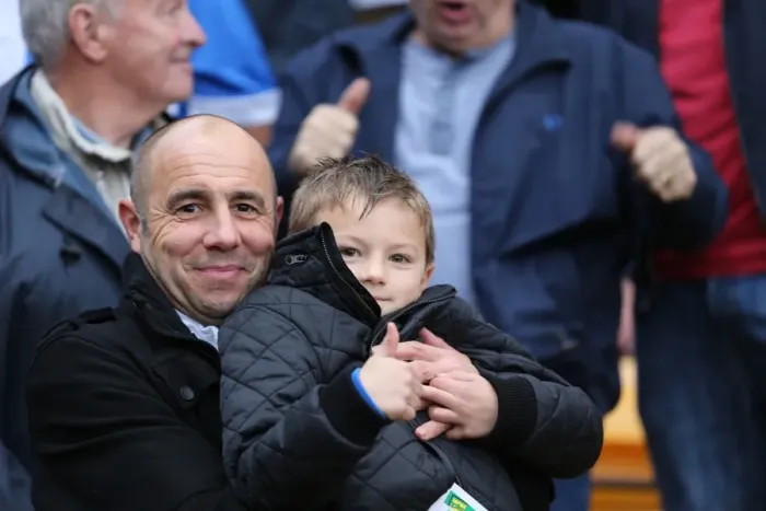 Framed Print : Brighton and Hove Albion Fans Passionate Showdown at Norwich City (22NOV14)