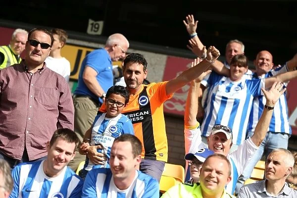Brighton and Hove Albion Fans Passionate Showing at Molineux Stadium During Sky Bet Championship Match vs. Wolverhampton Wanderers (September 2015)