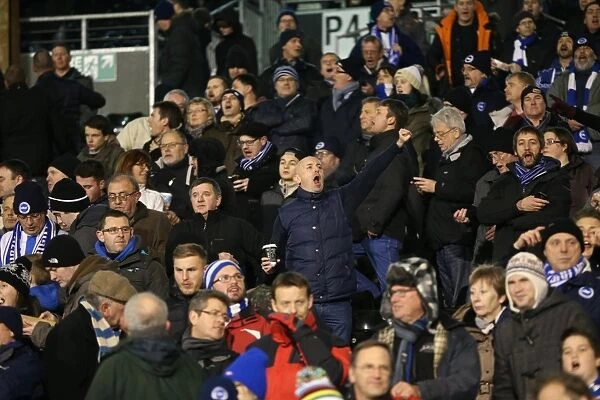 Brighton and Hove Albion Fans Passionate Support at Fulham Championship Match, December 2014