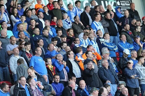 Brighton and Hove Albion Fans Passionate Support at Wigan Athletic Championship Match, April 2015
