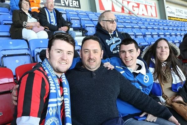 Brighton and Hove Albion Fans Passionate Support at Wigan Athletic Championship Match, 18th April 2015
