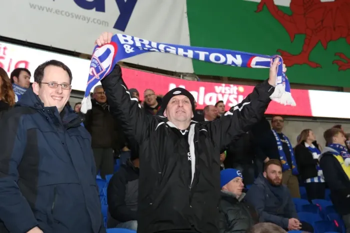 Framed Print : Brighton and Hove Albion Fans Passionate Show of Support at Cardiff City Stadium (10FEB15) Framed Print : Brighton and Hove Albion Fans Passionate Show of Support at Cardiff City Stadium (10FEB15)