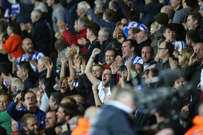 Framed Print : Brighton and Hove Albion Fans Passionate Support at SkyBet Championship Match vs Bournemouth (November 2014)