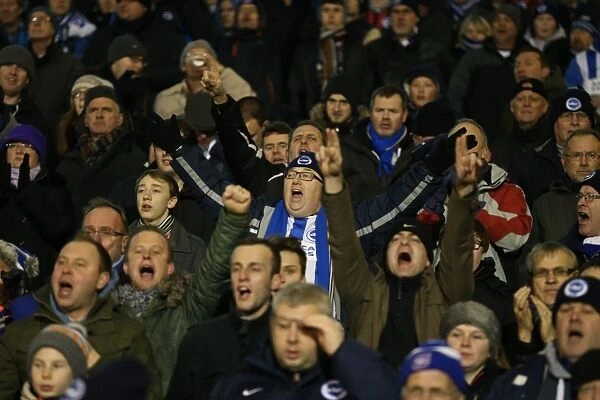 Brighton and Hove Albion Fans in Full Swing: A Passionate Atmosphere at Fulham's Craven Cottage (29DEC14)