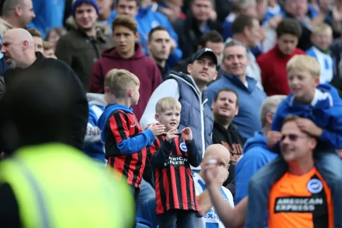 Framed Print : Brighton & Hove Albion Fans in Full Swing at American Express Community Stadium during SkyBet Championship Match vs. Rotherham United (October 25, 2014)