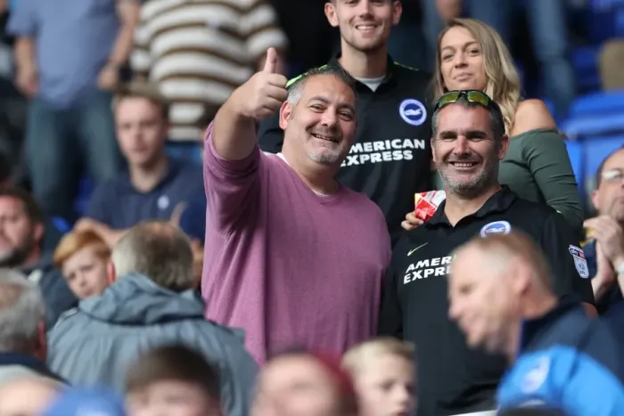 Framed Print : Brighton and Hove Albion Fans in Full Swing at the Reading Championship Match, 2016 Framed Print : Brighton and Hove Albion Fans in Full Swing at the Reading Championship Match, 2016