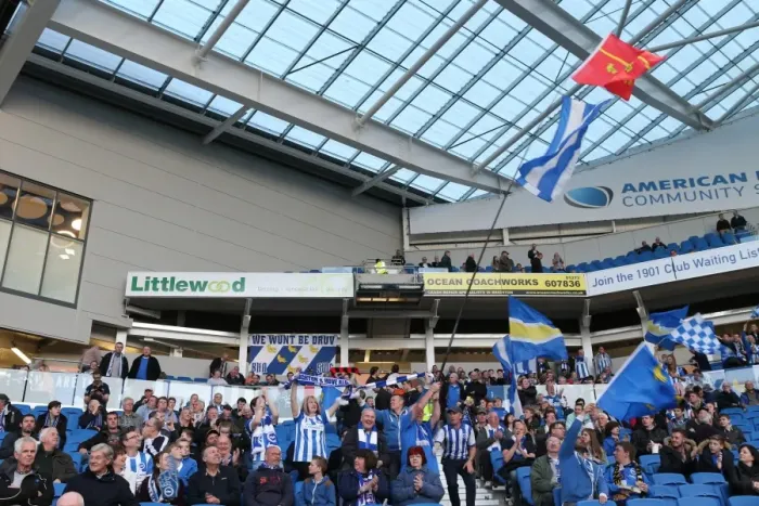 Framed Print : Brighton and Hove Albion Fans in Full Swing: A Sea of Colors vs. Huddersfield Town (14APR15) Framed Print : Brighton and Hove Albion Fans in Full Swing: A Sea of Colors vs. Huddersfield Town (14APR15)