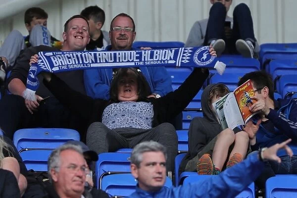 Brighton and Hove Albion Fans in Full Throat: Passionate Moment at the Reading Championship Match, 2016