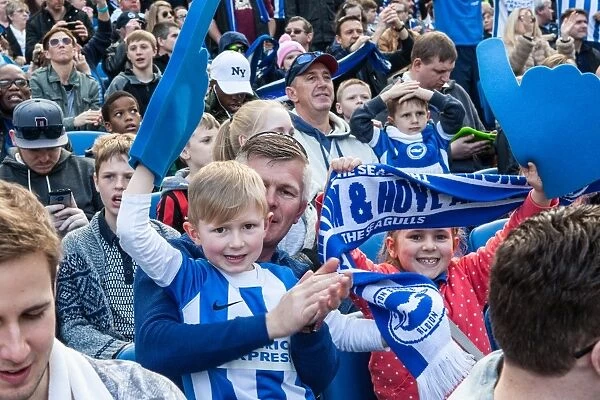Brighton and Hove Albion Fans in Full Throat at the American Express Community Stadium during the Sky Bet Championship Match vs Burnley (April 2016)