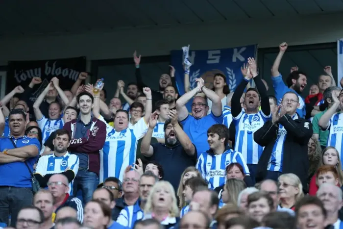 Framed Print : Brighton and Hove Albion Fans in Full Throat: A Sea of Passion at the American Express Community Stadium vs. Middlesbrough (18OCT14) Framed Print : Brighton and Hove Albion Fans in Full Throat: A Sea of Passion at the American Express Community Stadium vs. Middlesbrough (18OCT14)
