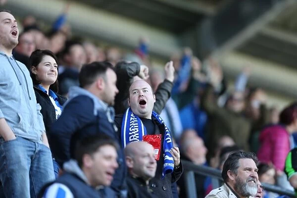 Brighton and Hove Albion Fans Unwavering Support at Wigan Athletic Championship Clash, April 2015