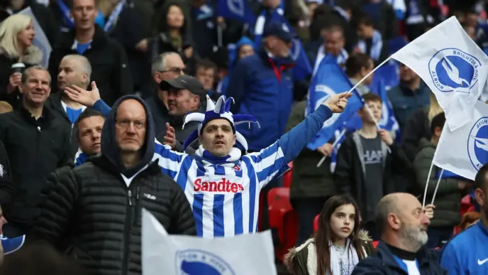 Framed Print : Brighton and Hove Albion Fans Unwavering Support at the FA Cup Semi-Final vs Manchester City, Wembley Stadium, 2019 Framed Print : Brighton and Hove Albion Fans Unwavering Support at the FA Cup Semi-Final vs Manchester City, Wembley Stadium, 2019