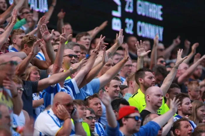 Framed Print : Brighton and Hove Albion Fans in Full Voice during Sky Bet Championship Match vs. Blackburn Rovers (22nd August 2015) Framed Print : Brighton and Hove Albion Fans in Full Voice during Sky Bet Championship Match vs. Blackburn Rovers (22nd August 2015)