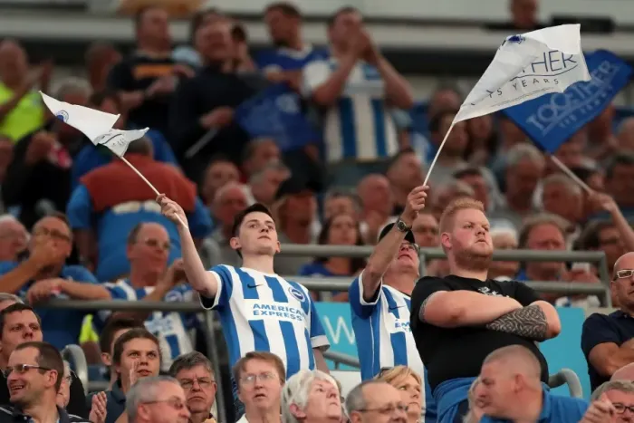 Framed Print : Brighton and Hove Albion Fans Wave Flags during EFL Sky Bet Championship Match vs. Nottingham Forest (12th August 2016) Framed Print : Brighton and Hove Albion Fans Wave Flags during EFL Sky Bet Championship Match vs. Nottingham Forest (12th August 2016)