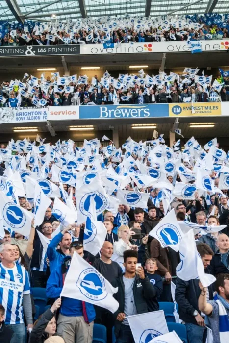 Framed Print : Brighton and Hove Albion Fans Wave Flags in Play-Off Tension (16May16) Framed Print : Brighton and Hove Albion Fans Wave Flags in Play-Off Tension (16May16)