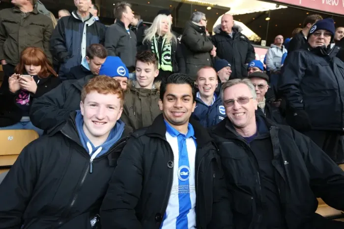 Framed Print : Brighton and Hove Albion Fans at Wolverhampton Wanderers Championship Match, December 2014