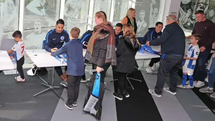 Framed Print : Brighton & Hove Albion FC: 2018 Player Signing Event - Autograph Session with the Team Framed Print : Brighton & Hove Albion FC: 2018 Player Signing Event - Autograph Session with the Team