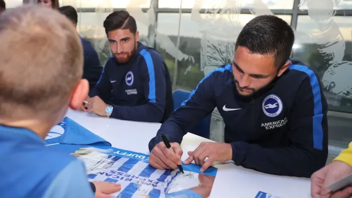 Framed Print : Brighton & Hove Albion FC: 2018 Player Signing Event - Autograph Session with the Team Framed Print : Brighton & Hove Albion FC: 2018 Player Signing Event - Autograph Session with the Team