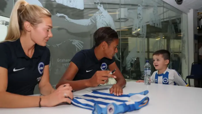 Framed Print : Brighton and Hove Albion FC: 2018 Player Signing Session - Meet and Greet with the Team