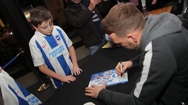 Brighton & Hove Albion FC: 2019 / 20 Season - Player Signing Session with Neal Maupay, Dale Stephens, Aaron Connolly, and Adam Webster at Amex Stadium