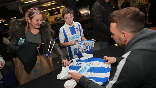 Brighton & Hove Albion FC: 2019 / 20 Season - Neal Maupay, Dale Stephens, Aaron Connolly, and Adam Webster Sign Autographs at Amex Stadium