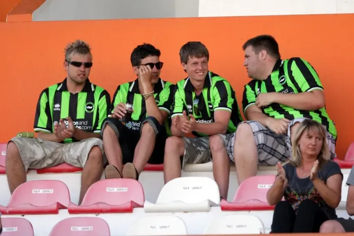 Framed Print : Brighton and Hove Albion FC: Electric Atmosphere of Away Crowds - Portugal Pre-season 2011-12
