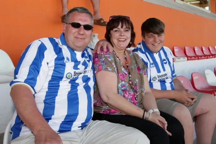 Framed Print : Brighton and Hove Albion FC: Electric Atmosphere of Away Crowds - Portugal Pre-season 2011-12