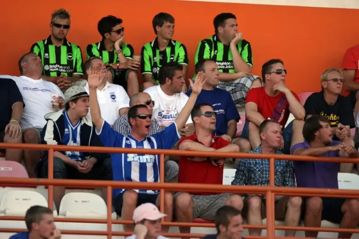 Framed Print : Brighton and Hove Albion FC: Electric Atmosphere of Away Days Crowds - Portugal Pre-season 2011-12